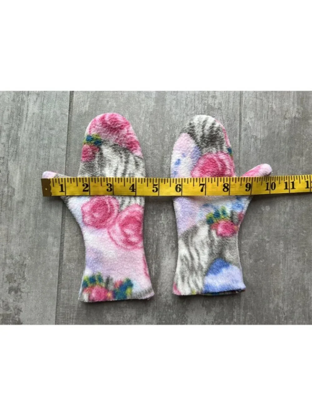 Handmade Upcycled Fleece Felt Mittens Cute Cozy Washable Girly Flower Girls 6-9